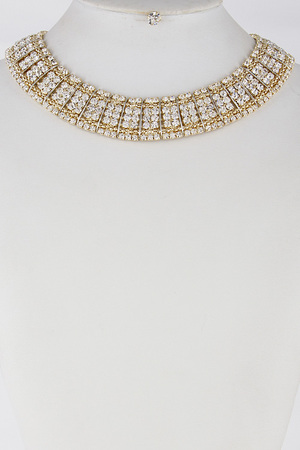 Thick Rhinestone Choker Necklace Set 6FCC5